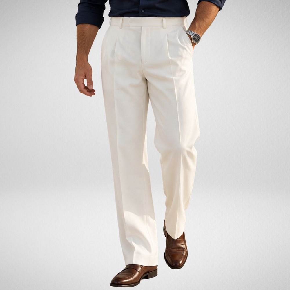 Men's Pleated Trousers | Straight Fit Formal Pants