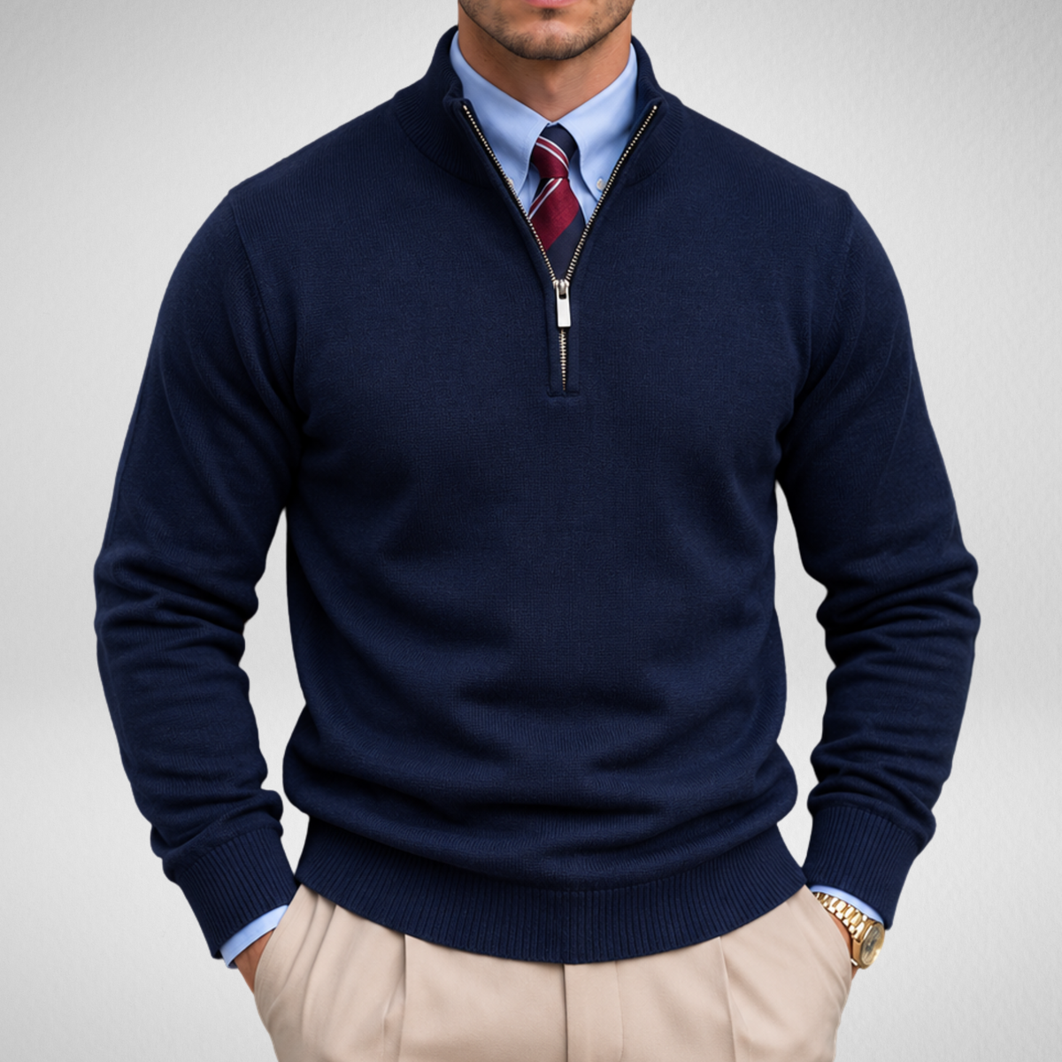 Men's Quarter Zip Sweater | Classic Knit Pullover