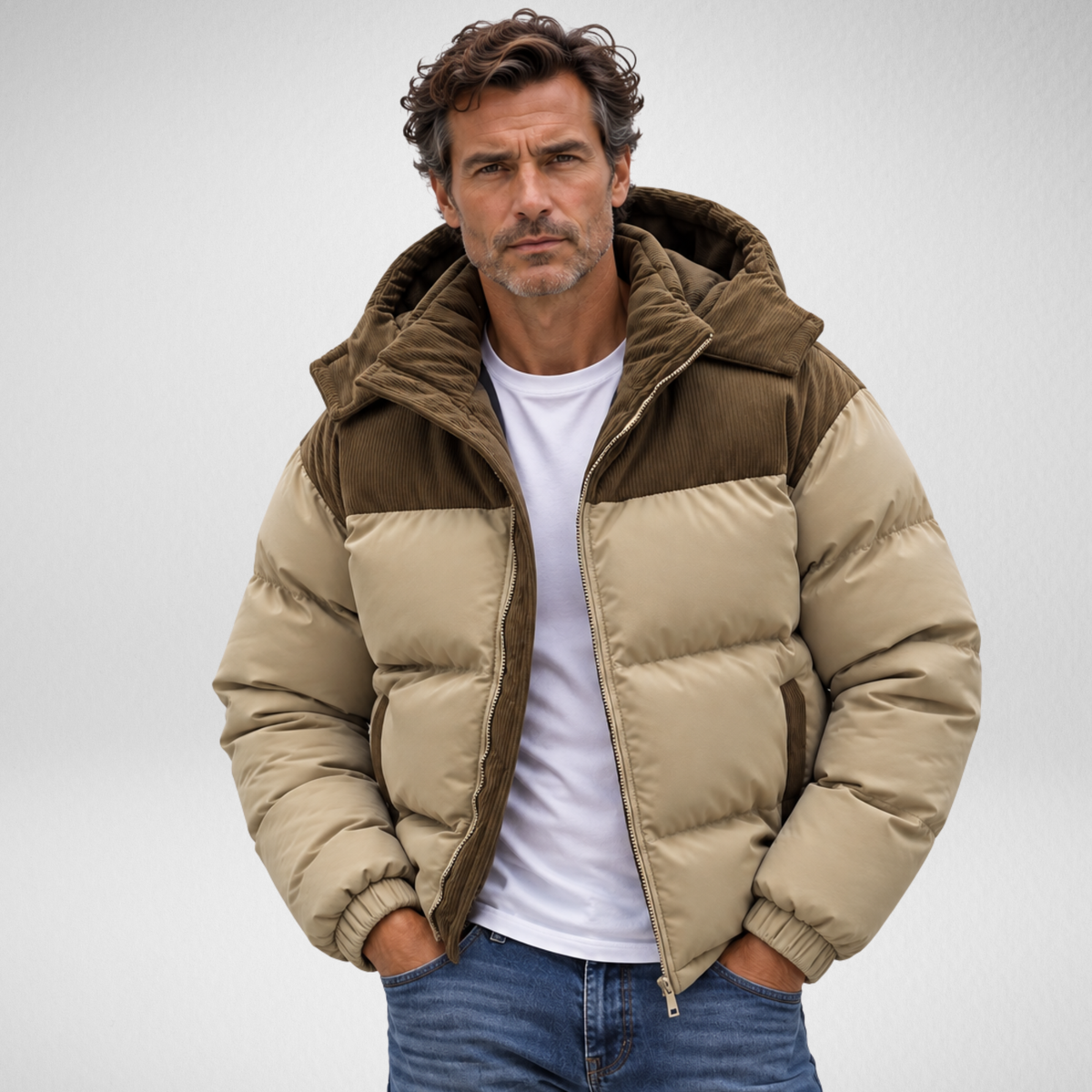 Men's Hooded Puffer Jacket – Quilted Winter Coat