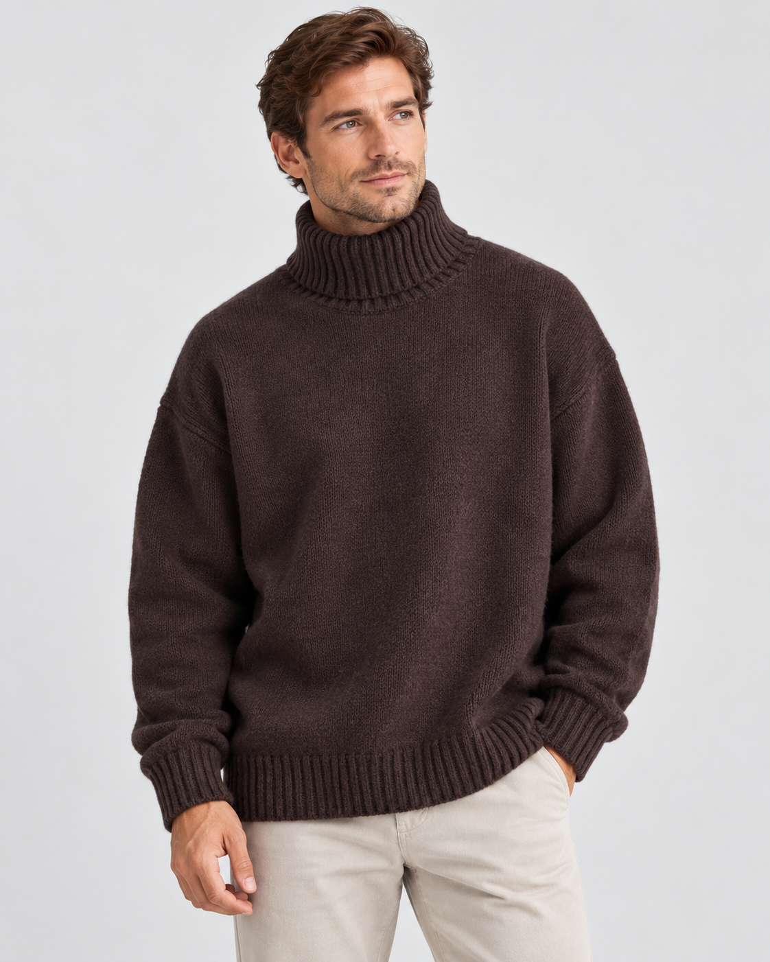 Men's Turtleneck Sweater | Classic Relaxed Fit Knit Pullover