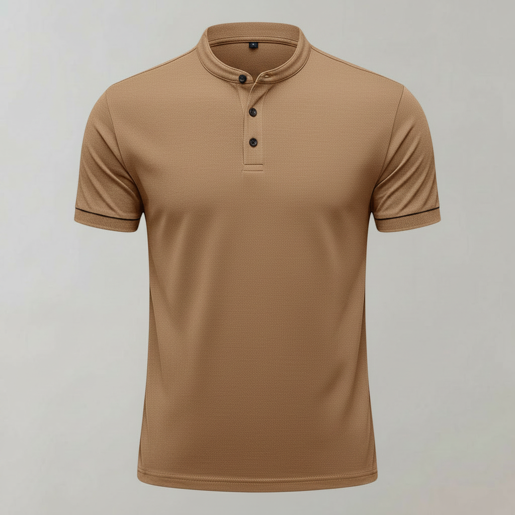 Men's Polo Shirt | Short Sleeve Mandarin Collar Shirt