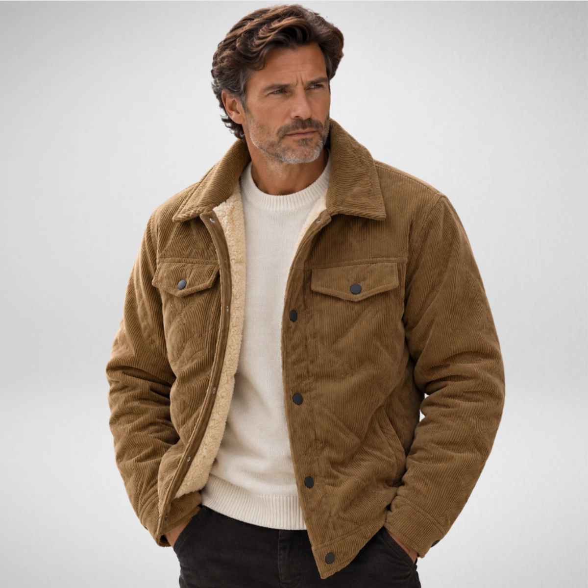 Men's Corduroy Jacket | Sherpa Lined Winter Trucker Jacket