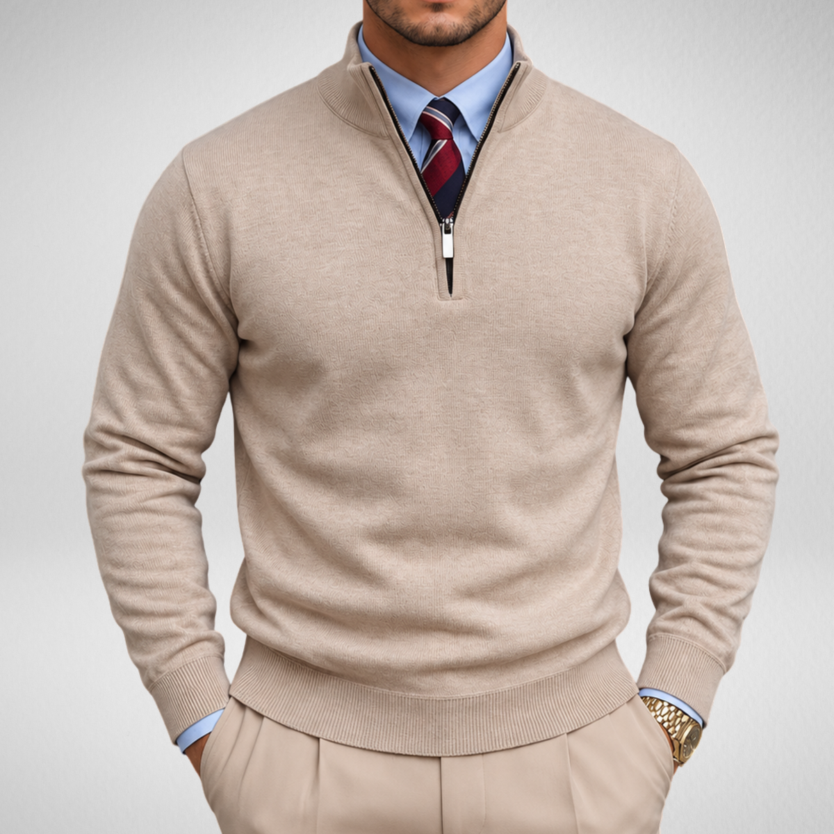 Men's Quarter Zip Sweater | Classic Knit Pullover