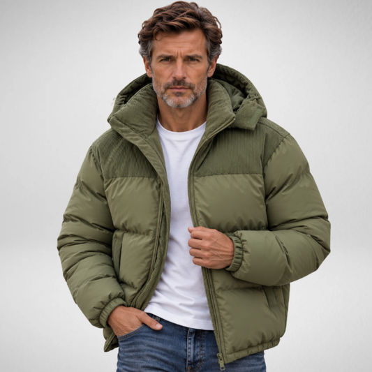 Men's Hooded Puffer Jacket – Quilted Winter Coat