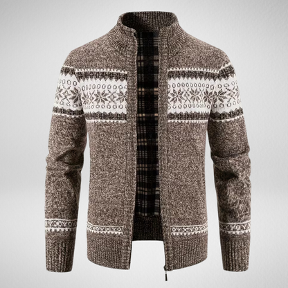 Men's Fair Isle Zip-Up Cardigan | Patterned Knit Sweater