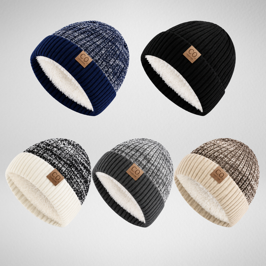 Unisex Fleece-Lined Knit Beanie | Warm Winter Hat