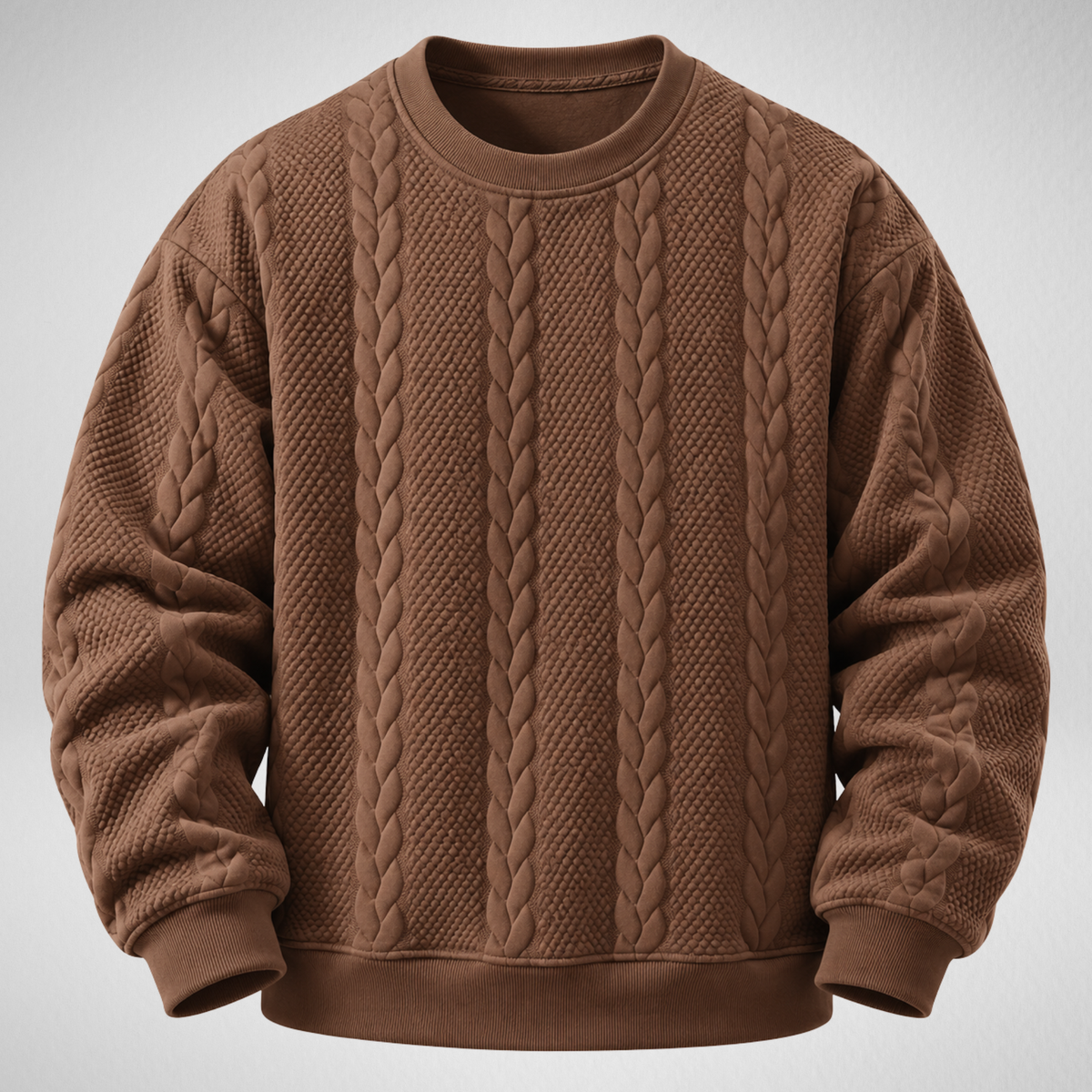 Men's Cable Knit Sweatshirt | Textured Crew Neck Pullover