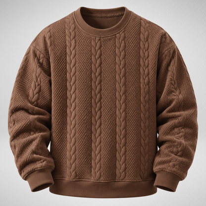 Men's Cable Knit Sweatshirt | Textured Crew Neck Pullover