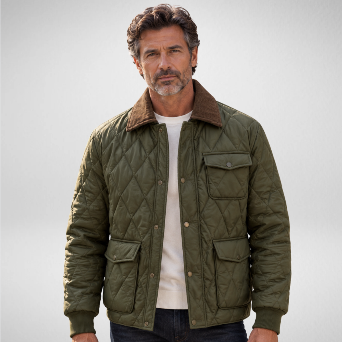 Men's Quilted Jacket – Corduroy Collar Field Jacket