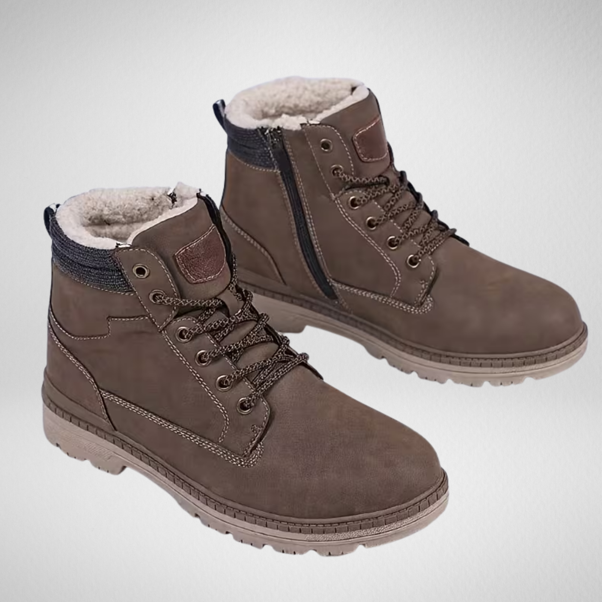 Men's Winter Boots | Fleece-Lined Lace-Up Ankle Boots