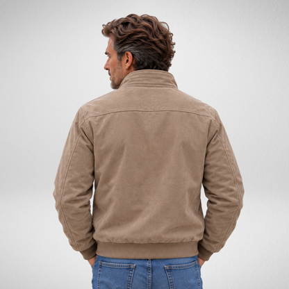 Men's Suede Jacket | Full-Zip Casual Bomber Jacket