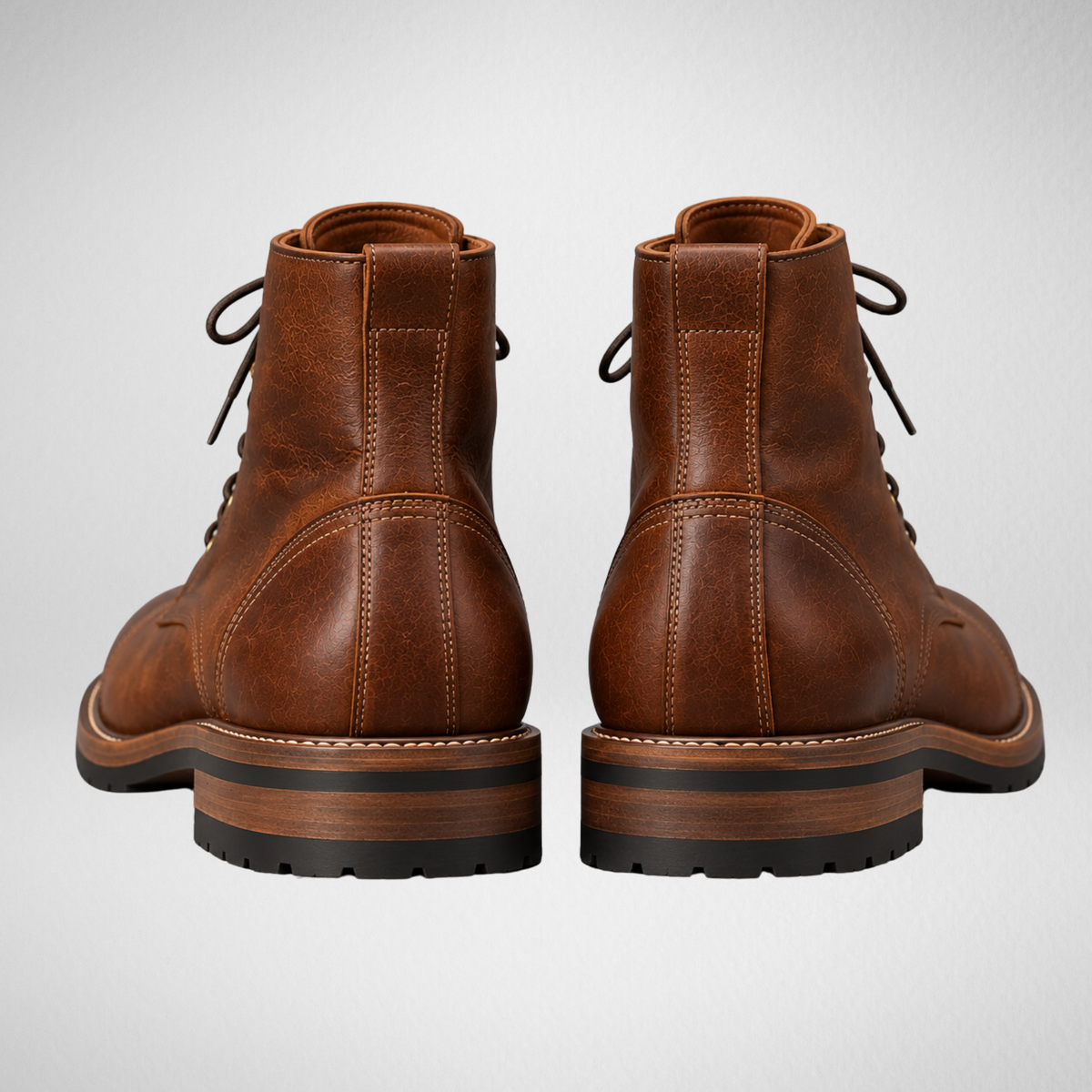 Men's Leather Lace-Up Boots | Classic Round Toe Ankle Boots