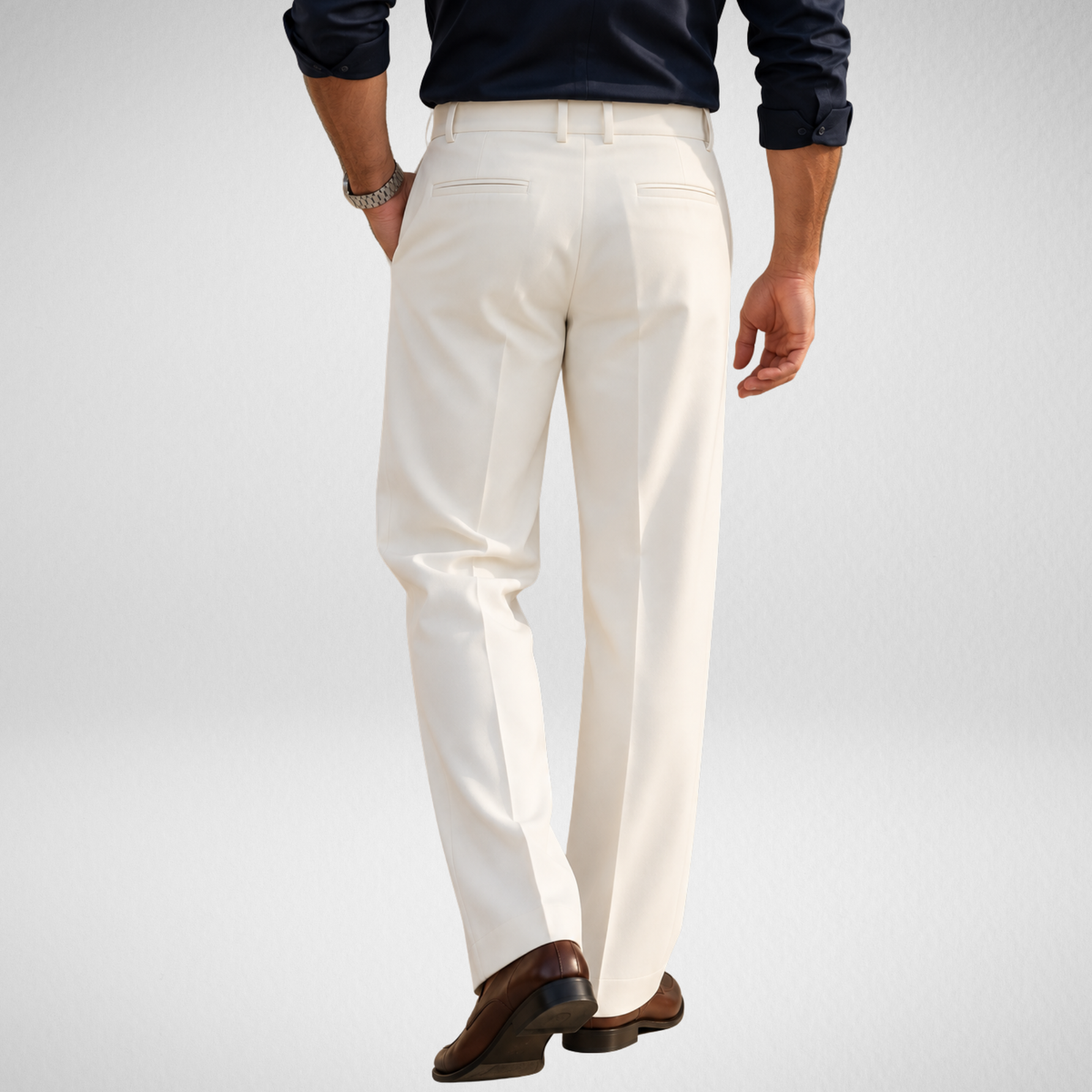 Men's Pleated Trousers | Straight Fit Formal Pants