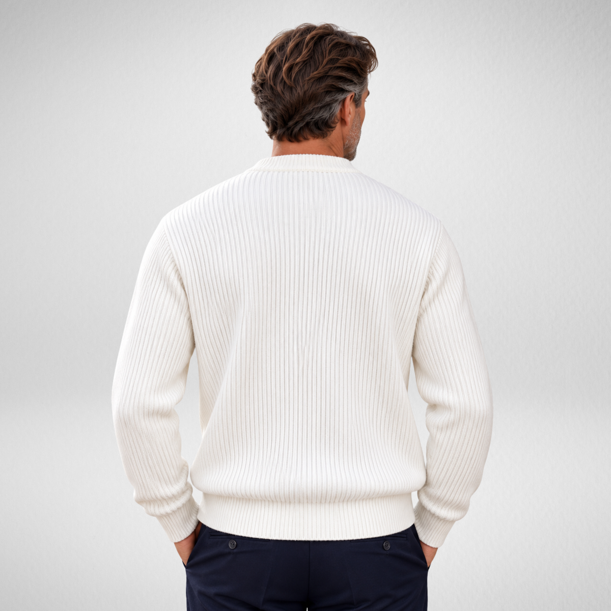 Men's Ribbed Knit Sweater | Classic Crew Neck Pullover