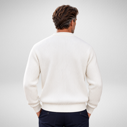 Men's Ribbed Knit Sweater | Classic Crew Neck Pullover