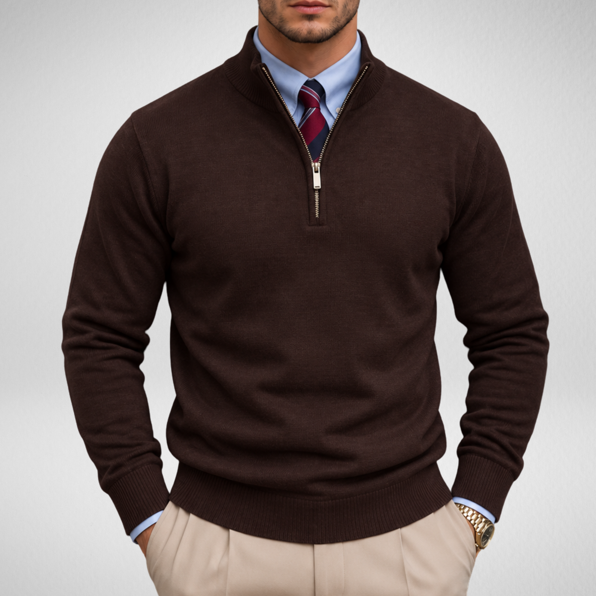 Men's Quarter Zip Sweater | Classic Knit Pullover