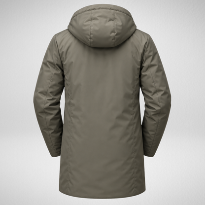 Men's Waterproof Puffer Trench Coat | Long Hooded Jacket