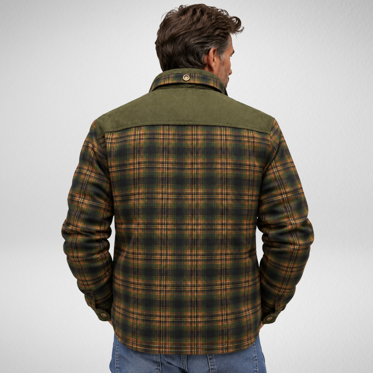 Men's Plaid Quilted Jacket | Olive Green Outdoor Coat