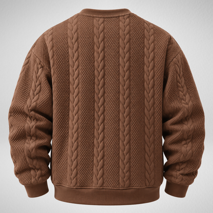 Men's Cable Knit Sweatshirt | Textured Crew Neck Pullover