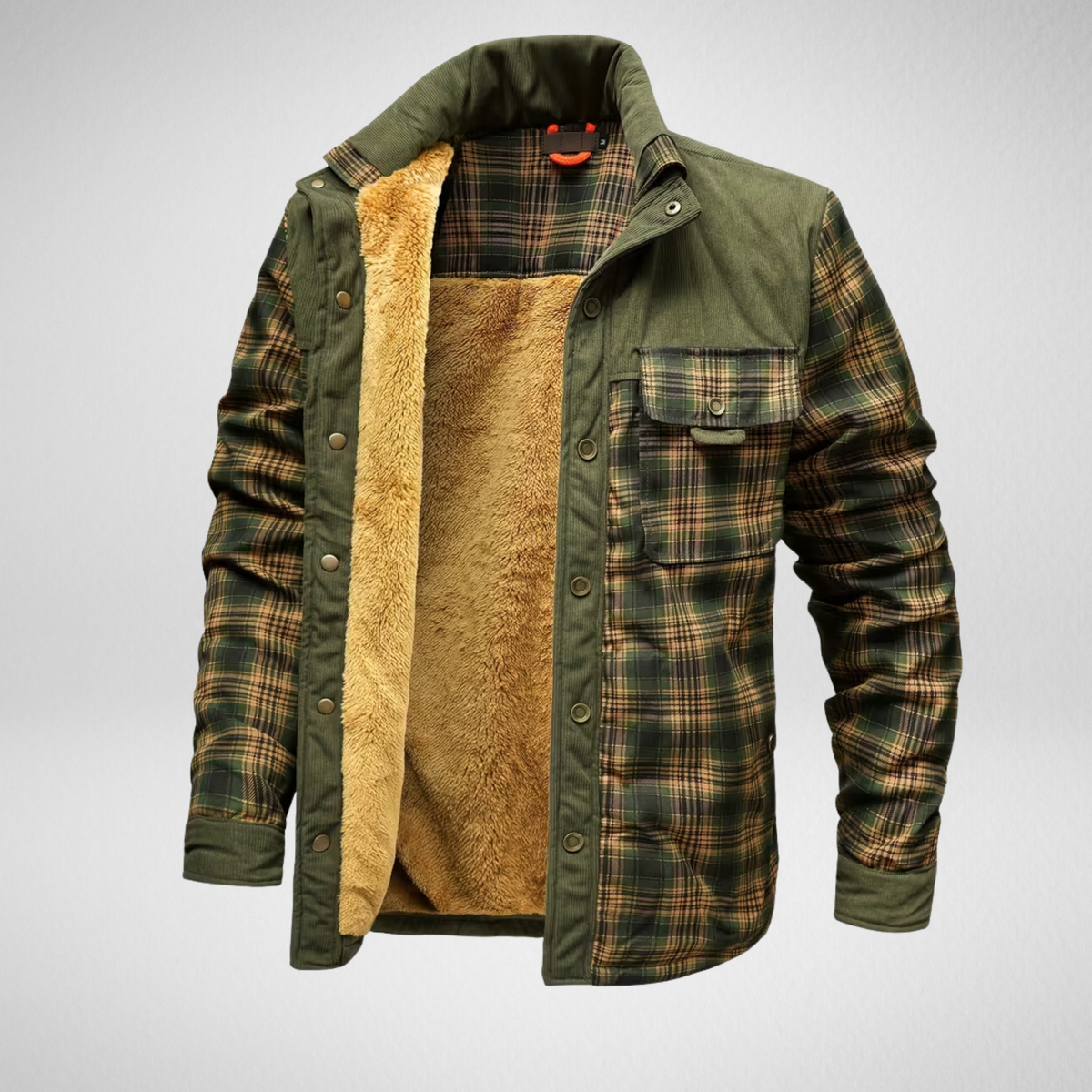 Men's Plaid Quilted Jacket | Olive Green Outdoor Coat