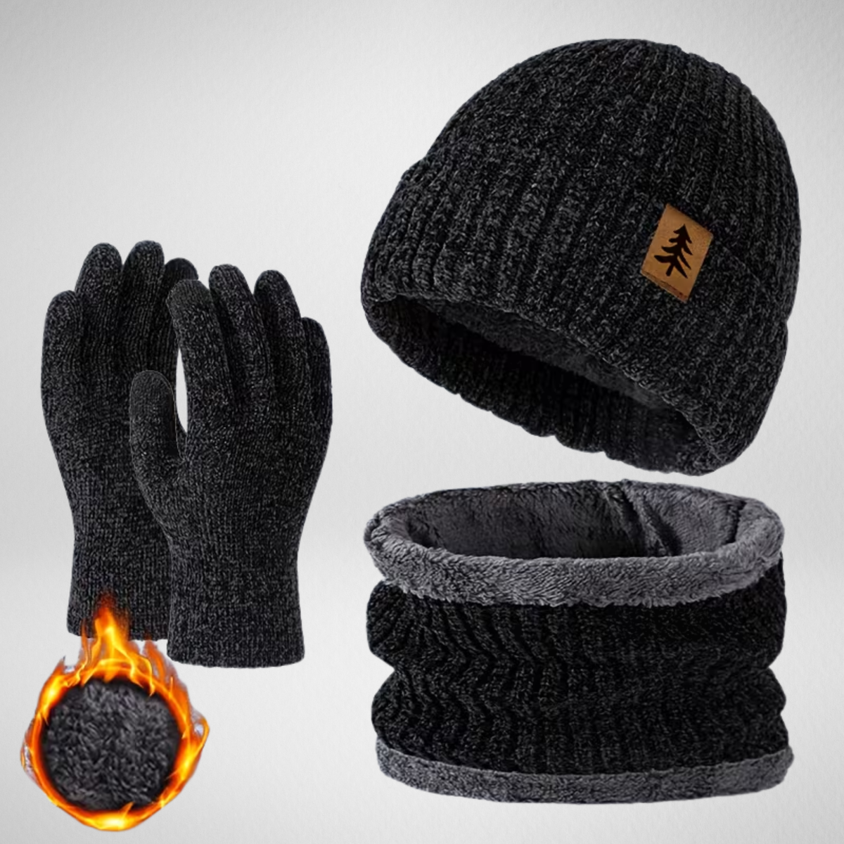 Winter Hat, Gloves & Neck Warmer Set | Fleece-Lined Winter Accessories