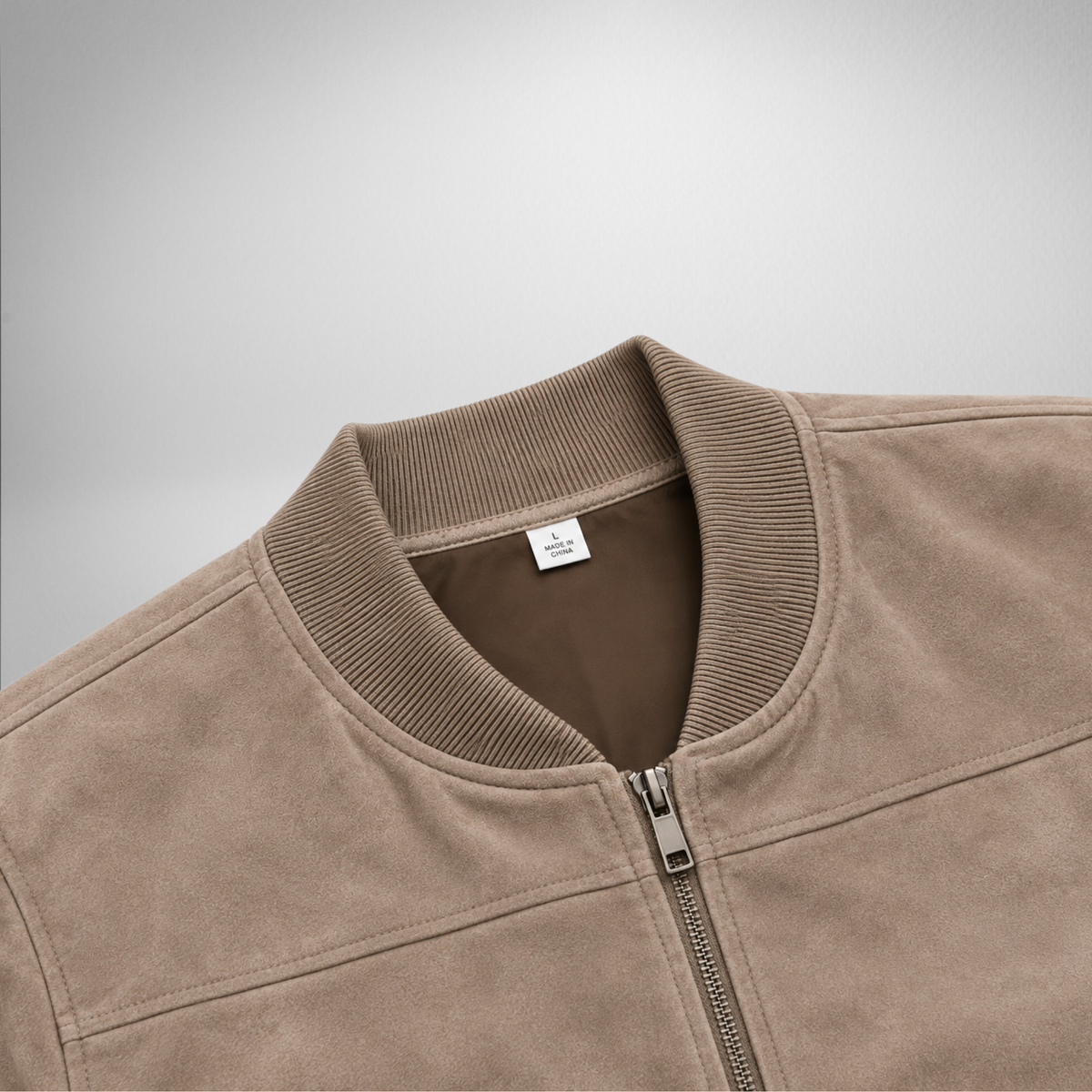 Men's Suede Jacket | Full-Zip Casual Bomber Jacket