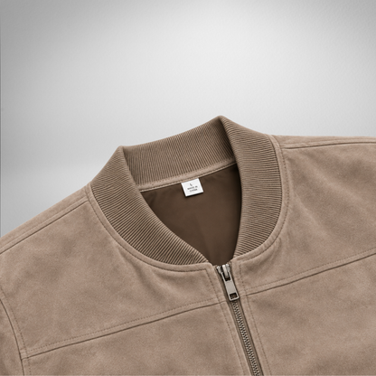 Men's Suede Jacket | Full-Zip Casual Bomber Jacket