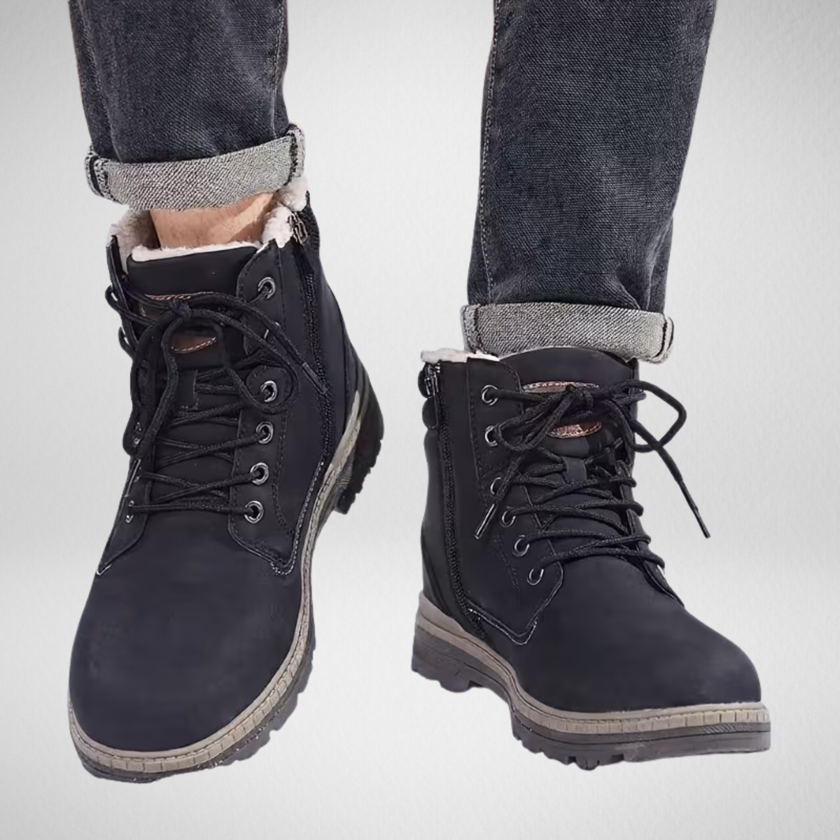 Men's Winter Boots | Fleece-Lined Lace-Up Ankle Boots