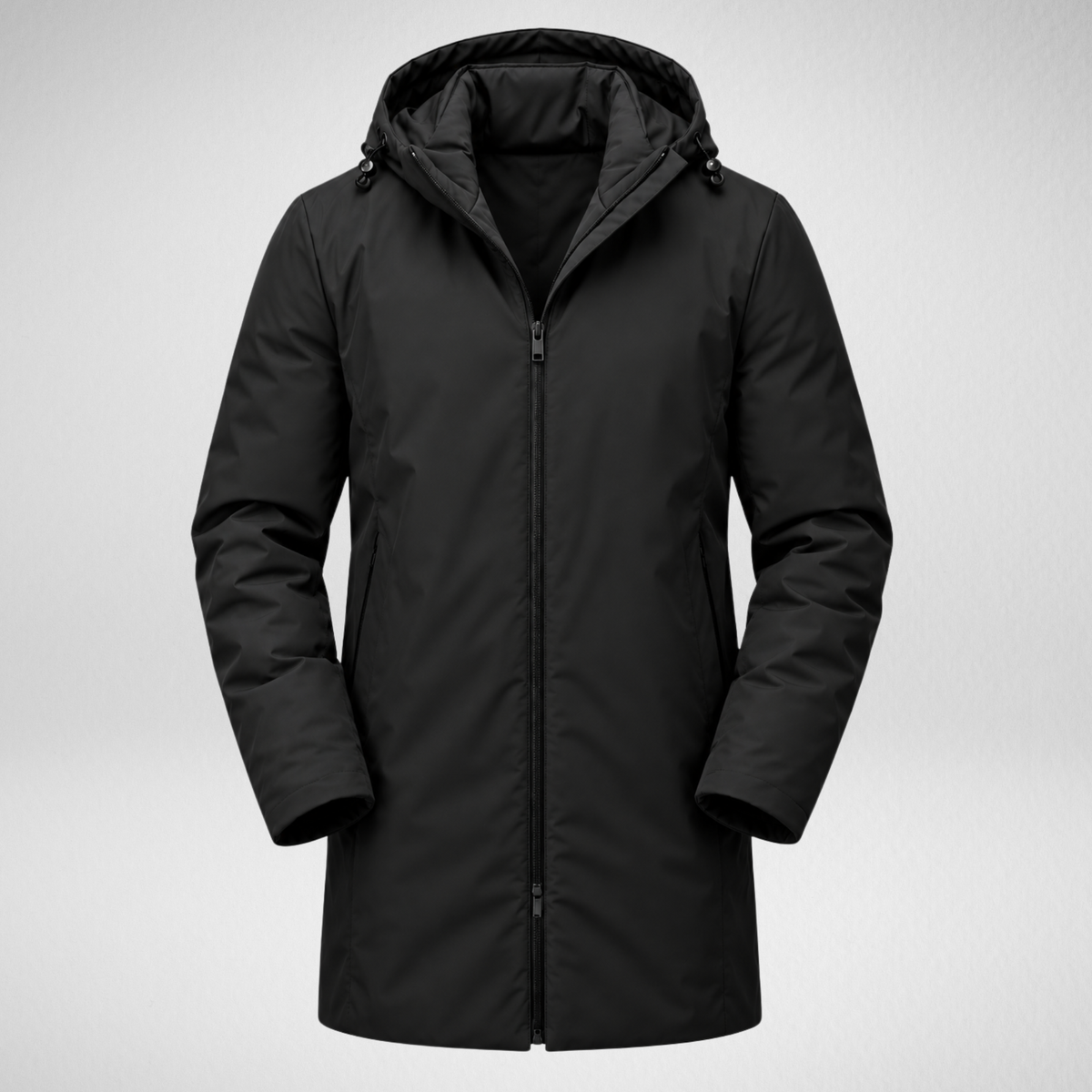 Men's Waterproof Puffer Trench Coat | Long Hooded Jacket