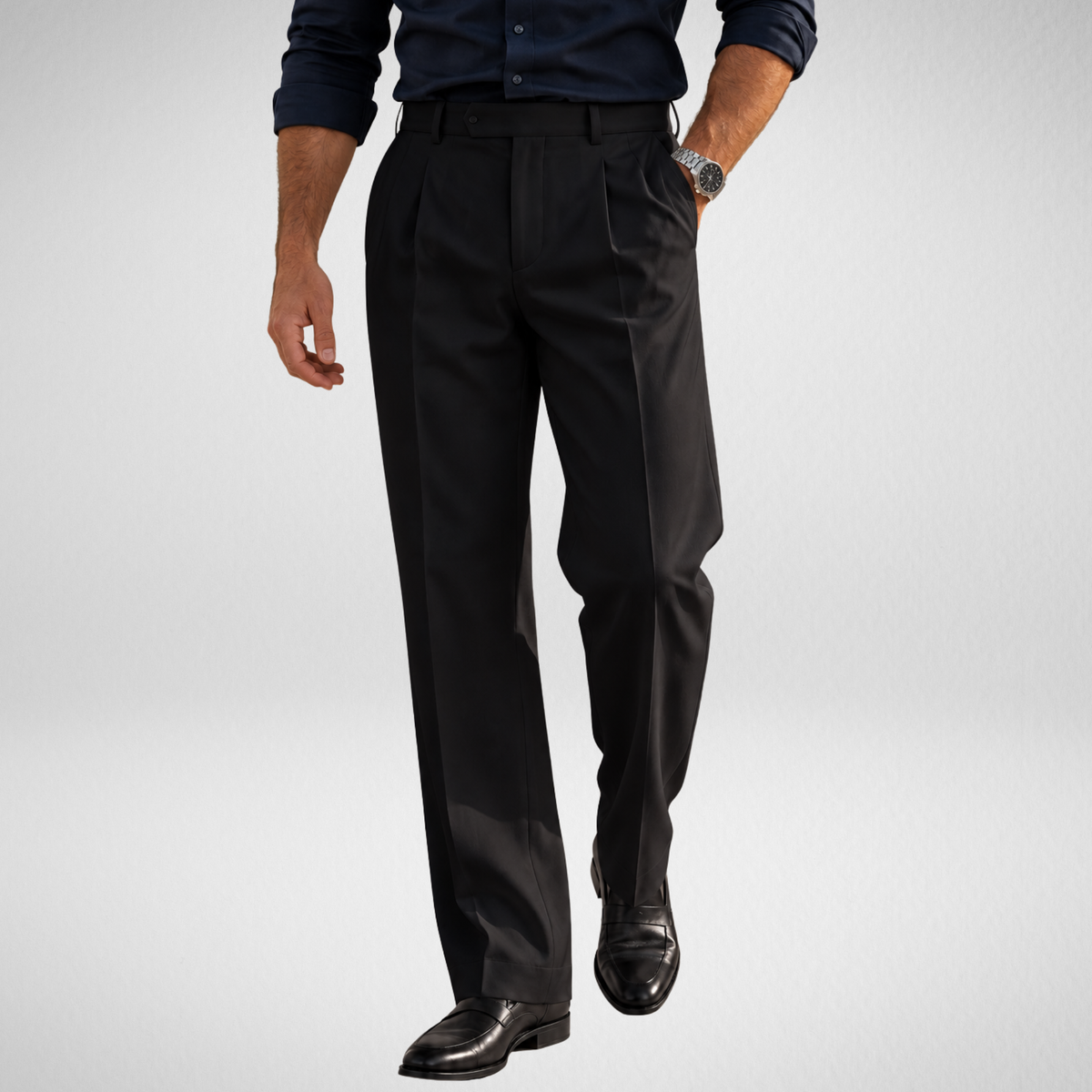 Men's Pleated Trousers | Straight Fit Formal Pants