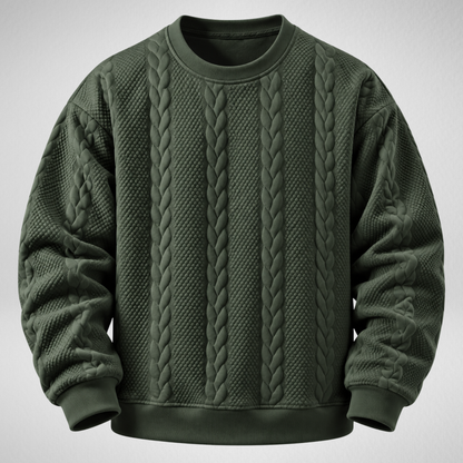 Men's Cable Knit Sweatshirt | Textured Crew Neck Pullover
