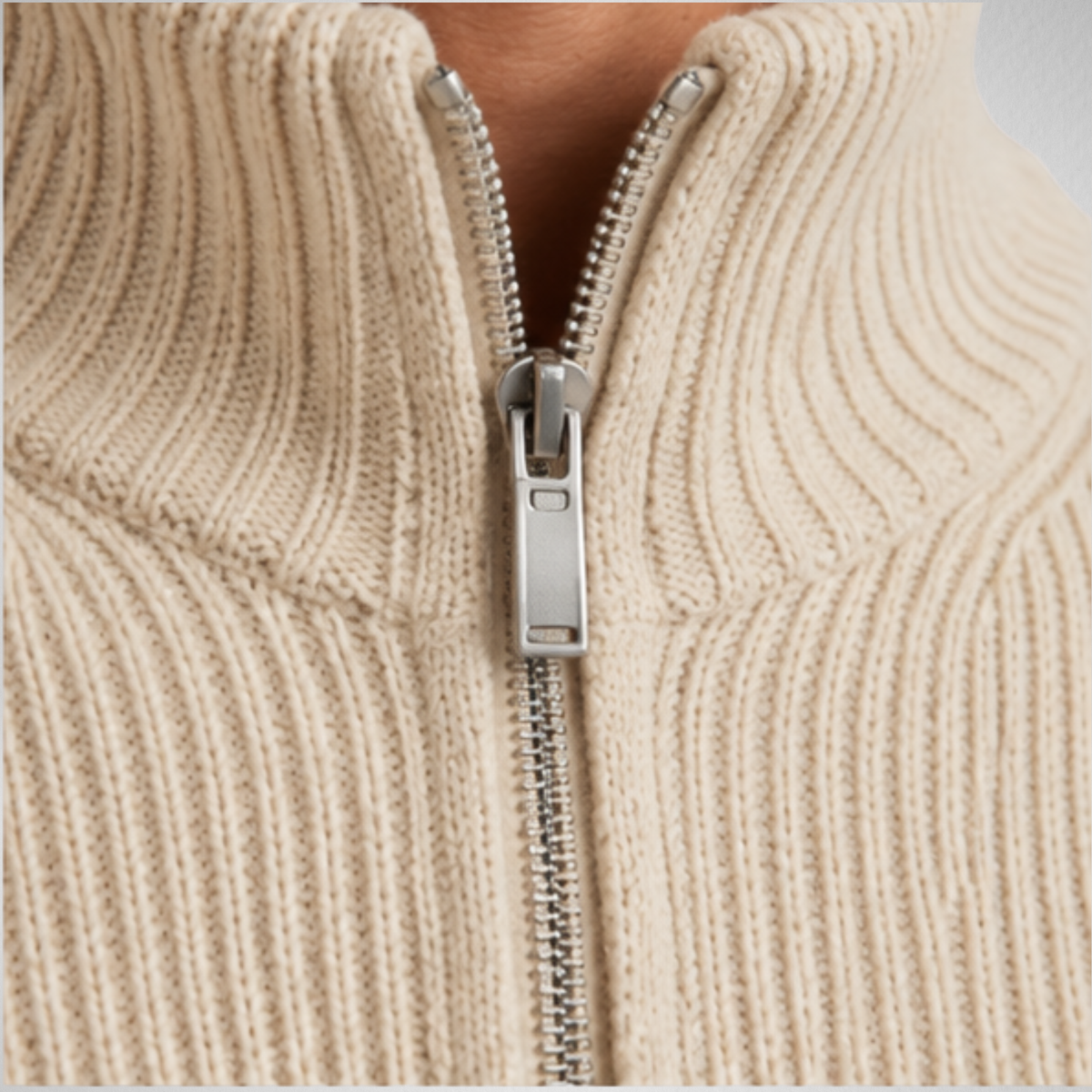Men's Knit Zip-Up Cardigan | Ribbed Stand Collar Sweater