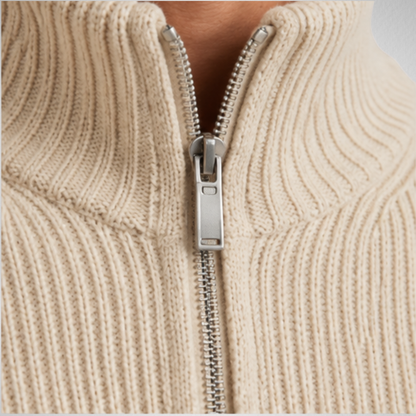 Men's Knit Zip-Up Cardigan | Ribbed Stand Collar Sweater