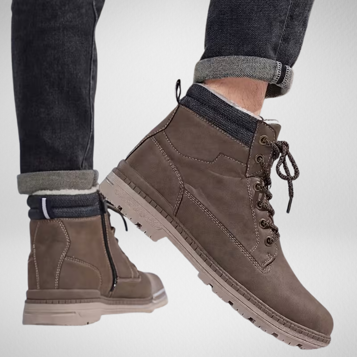 Men's Winter Boots | Fleece-Lined Lace-Up Ankle Boots