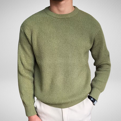 Men's Ribbed Knit Sweater | Classic Crew Neck Pullover