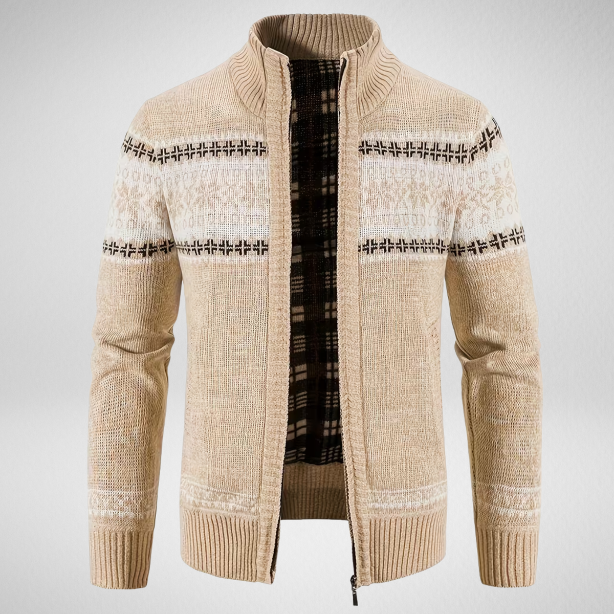 Men's Fair Isle Zip-Up Cardigan | Patterned Knit Sweater