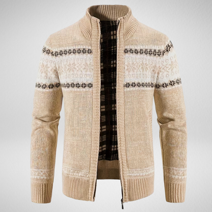 Men's Fair Isle Zip-Up Cardigan | Patterned Knit Sweater