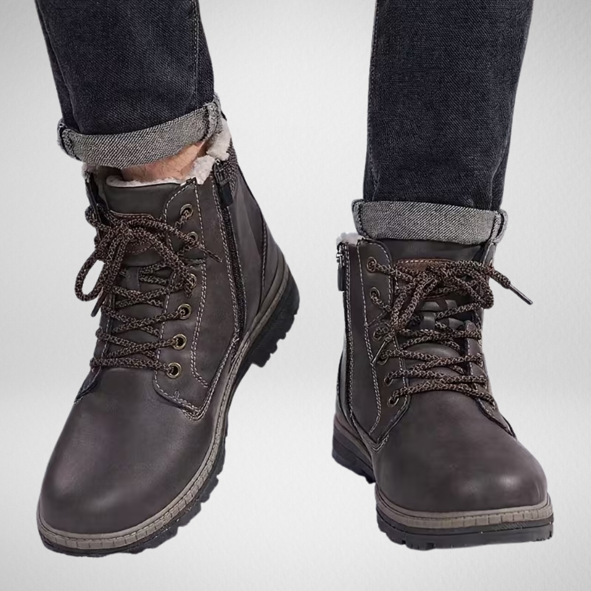 Men's Winter Boots | Fleece-Lined Lace-Up Ankle Boots