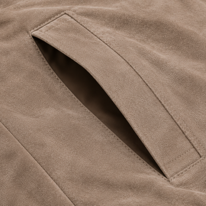 Men's Suede Jacket | Full-Zip Casual Bomber Jacket