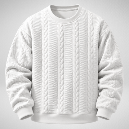 Men's Cable Knit Sweatshirt | Textured Crew Neck Pullover