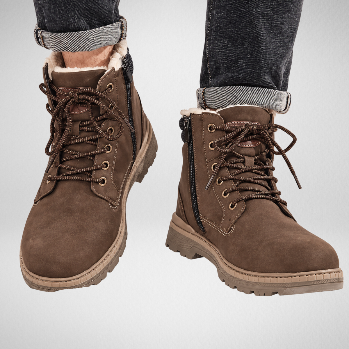 Men's Winter Boots | Fleece-Lined Lace-Up Ankle Boots