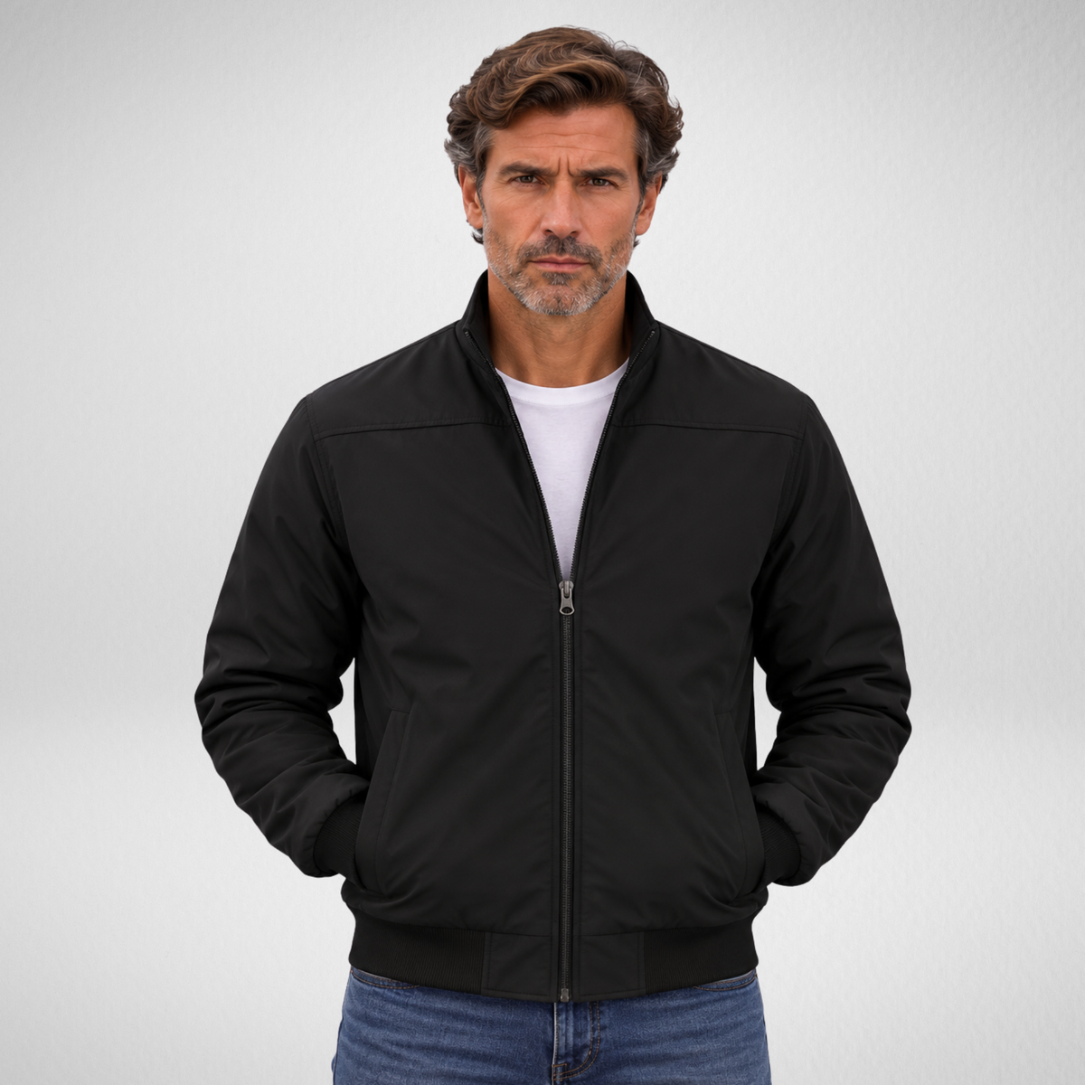 Men's Suede Jacket | Full-Zip Casual Bomber Jacket