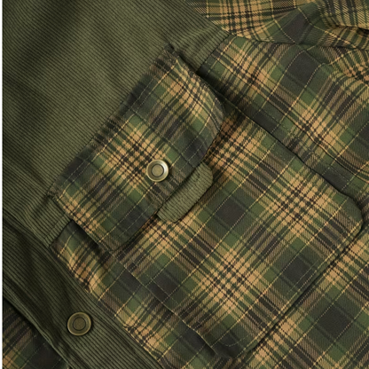 Men's Plaid Quilted Jacket | Olive Green Outdoor Coat