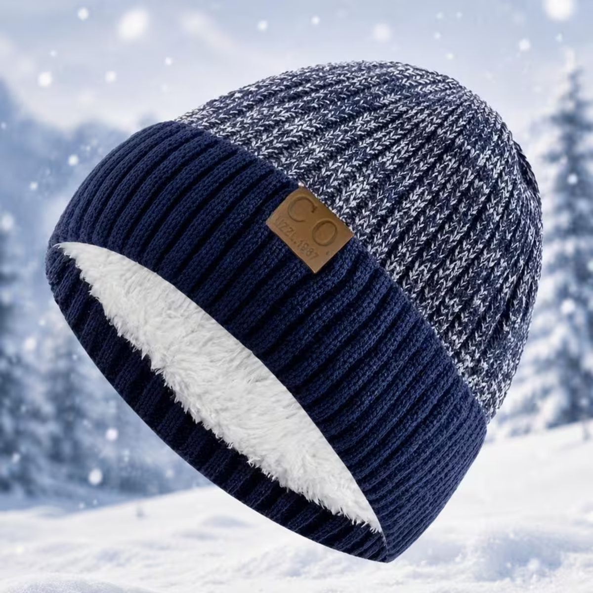 Unisex Fleece-Lined Knit Beanie | Warm Winter Hat