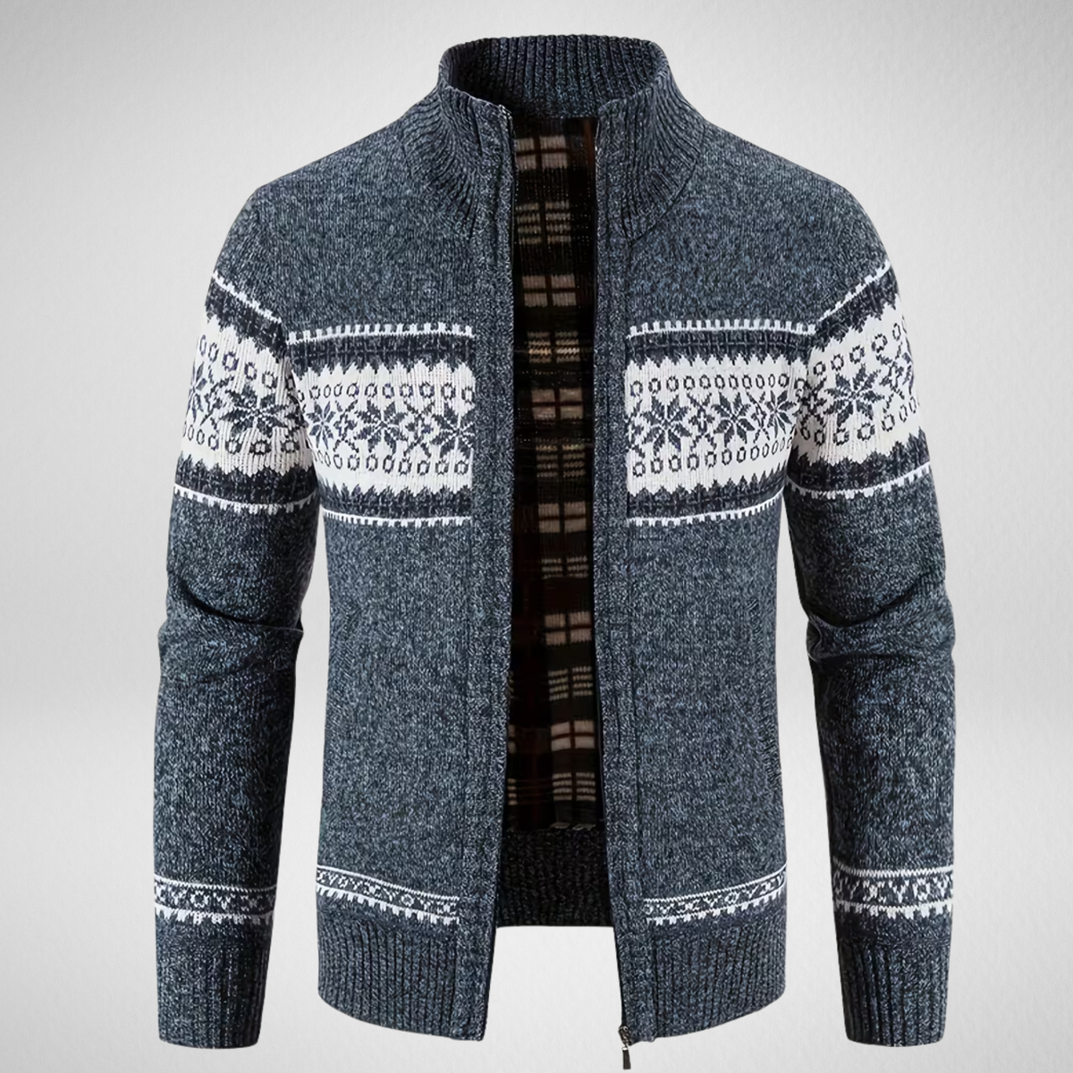 Men's Fair Isle Zip-Up Cardigan | Patterned Knit Sweater