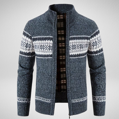 Men's Fair Isle Zip-Up Cardigan | Patterned Knit Sweater