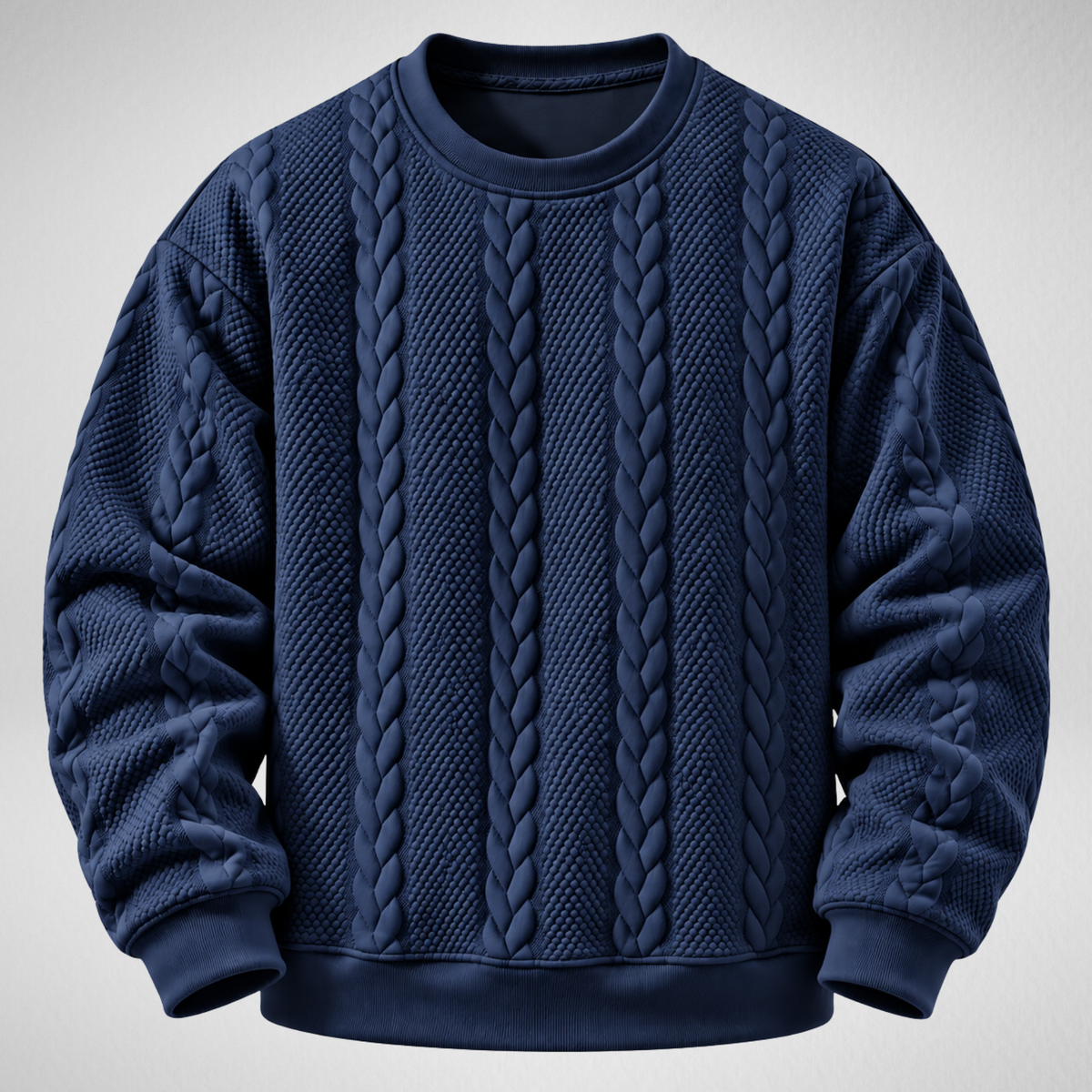 Men's Cable Knit Sweatshirt | Textured Crew Neck Pullover