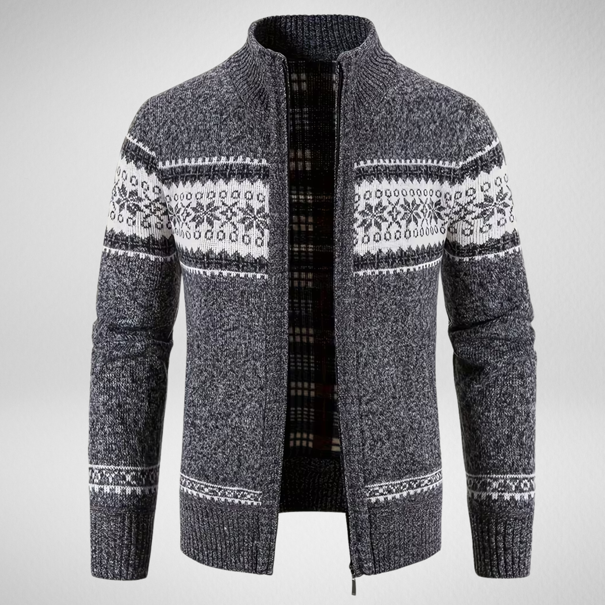 Men's Fair Isle Zip-Up Cardigan | Patterned Knit Sweater