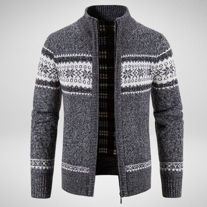 Men's Fair Isle Zip-Up Cardigan | Patterned Knit Sweater