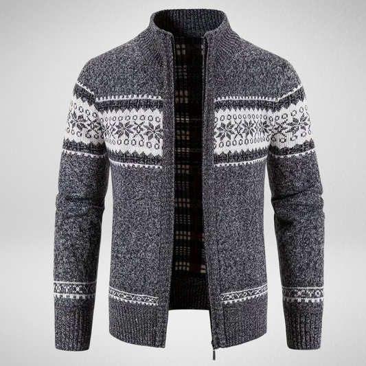 Men's Fair Isle Zip-Up Cardigan | Patterned Knit Sweater